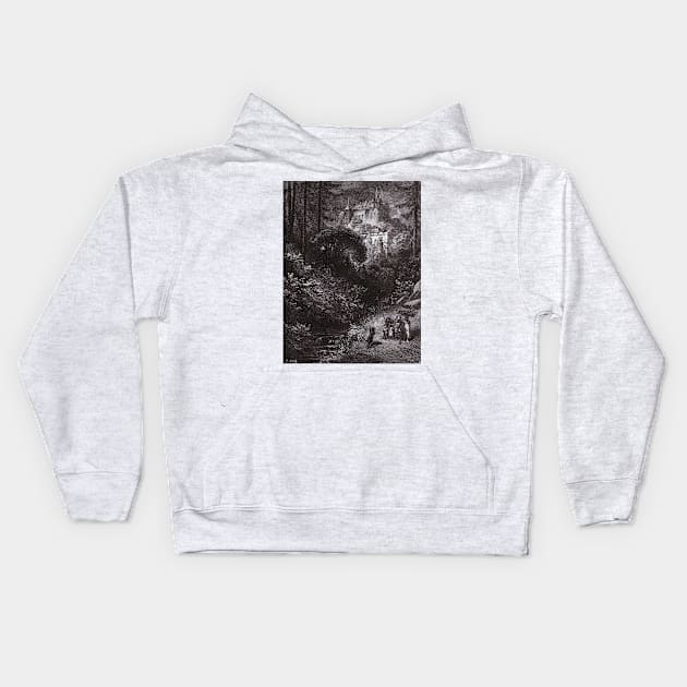 Puss in Boots Nears the Castle - Gustave Dore Kids Hoodie by forgottenbeauty